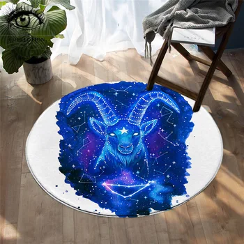 

Steinbock by Pixie Cold Art Round Carpet Libra Aries Taurus Area Rugs Constellation Signs Floor Mat Galaxy Stars Blue tapetes