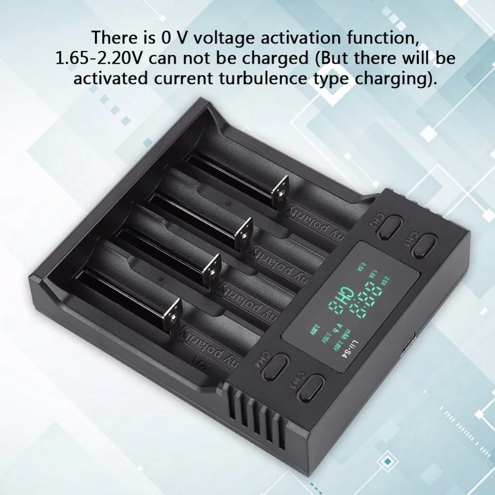 LiitoKala Lii-S4 DC 5V2A Смарт зарядное устройство Четыре слота с дисплеем питания