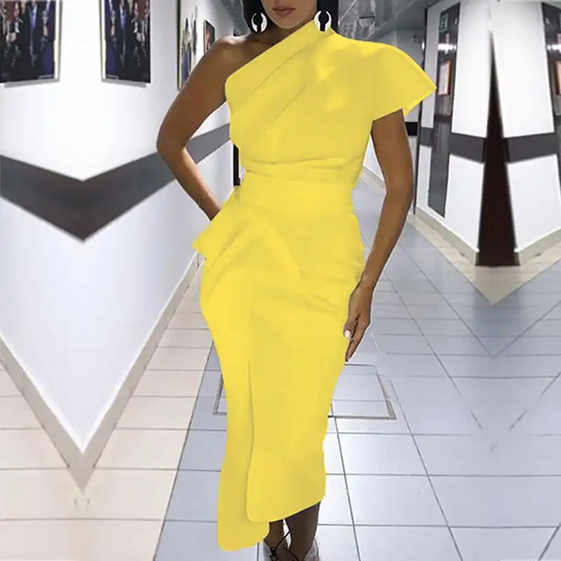 one shoulder ruched irregular party dress