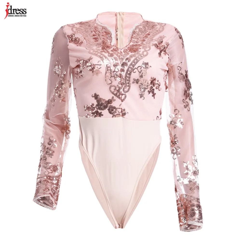 Женский комбинезон с длинным рукавом IDress сексуальное облегающее боди глубоким