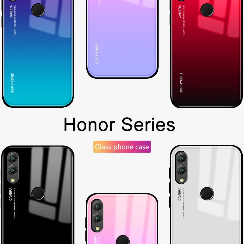 

Gradient Tempered Glass Case for Huawei Honor 10 Note 10 9 8 Lite 8X Max 7X 7A 7C Pro Protection Back Cover on Honor 8X Coque