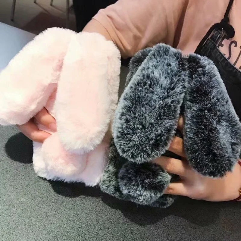 

ipngve Fashion Fluffy Warm Soft Cover For Huawei Honor 8X Cute Rabbit Hairy Phone Cases For Huawei Honor 8X Case Honor8X