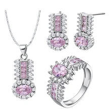 Прямая с фабрики кубического циркония женский модный белый золотой чехол Ювелирные наборы с круглым кристаллом свадебные комплекты ювелирных изделий T554-9