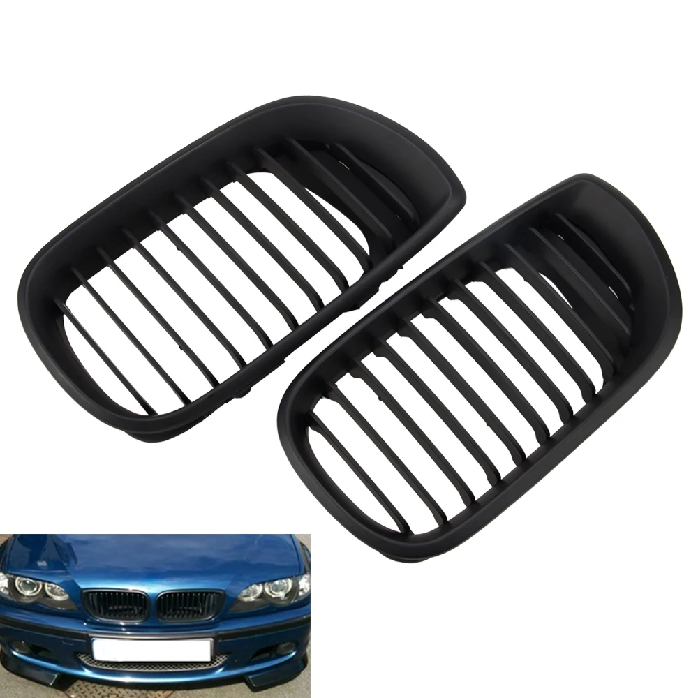 

1 Pair Black Kidney Front Grille Grill For E46 3 Series 4 DOOR 4D 2002-2005 LCI Facelift