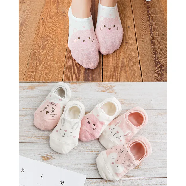 10 Pieces=5Pairs Arrivl Women Socks Funny Fruits Cute Happy Silicone Slip Invisible Cotton Sock 35-40 Printed Socking Burgundy