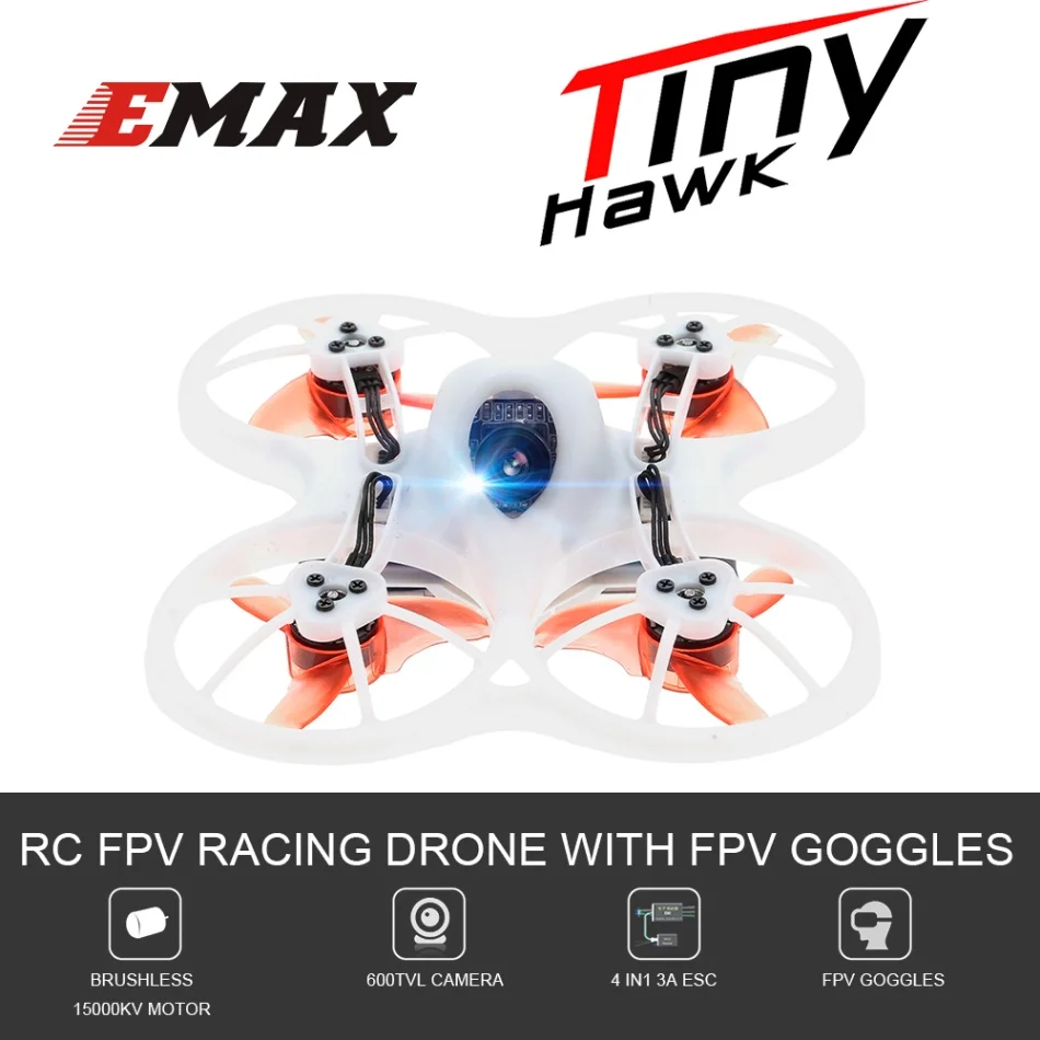 EMAX Tinyhawk RTF Радиоуправляемый вертолет 75 мм Мини Бесщеточный Дрон 600TVL камера с FPV