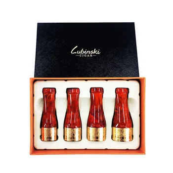 

LUBINSKI 4 Sizes Cigar Nozzle Holder Pure Copper Resin Sculpture Pattern Cigar Pipe Set Gold