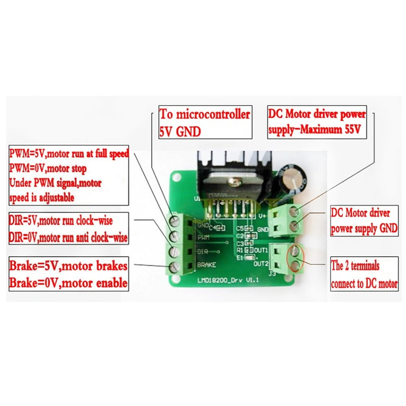 LMD18200T 3A 75 Вт ШИМ Регулируемая скорость драйвер двигателя Модуль контроллера для принтеров