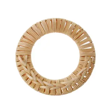 

Round Rattan Bag Handle DIY Bag Hanger Wooden Bamboo Purse Frame Fashion Strap Cane Straw Bag Handle