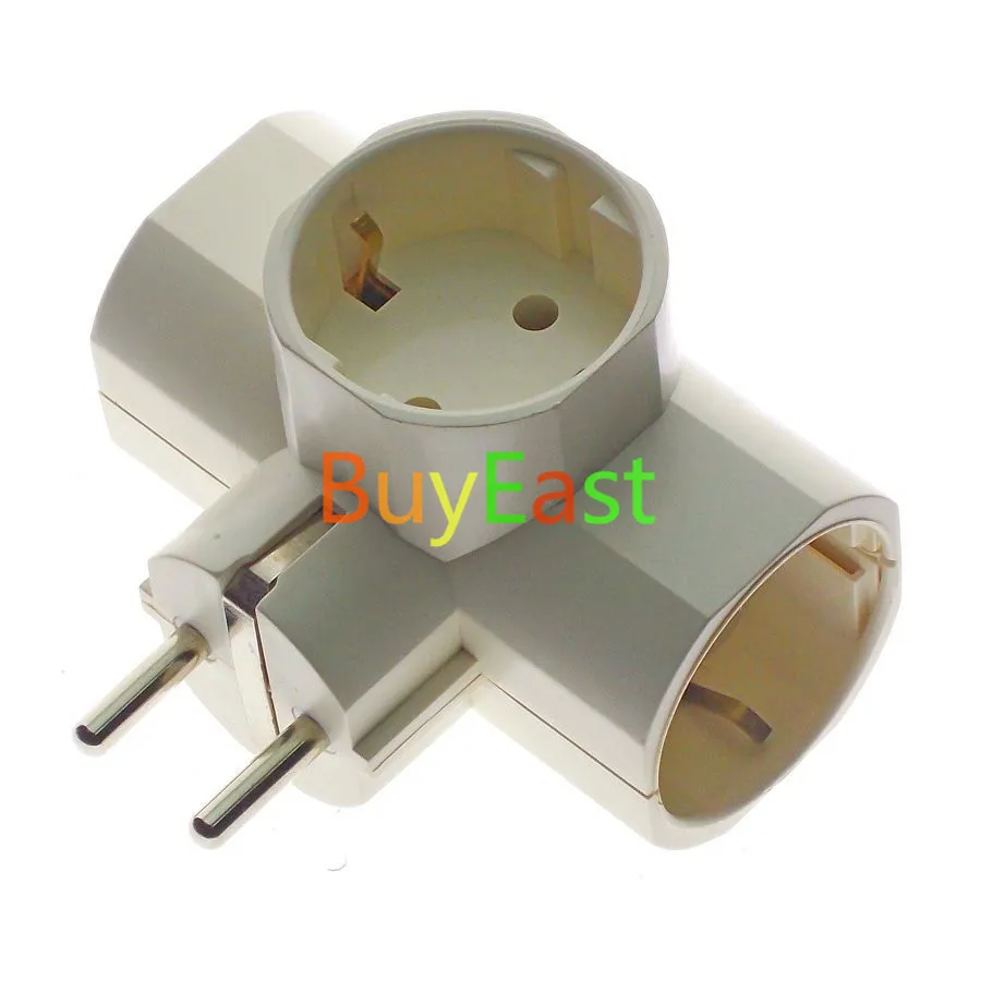 

(1 PC) 3 Way Schuko German Russian Type F Extension Power Strip Plug Adapter 250V 16A