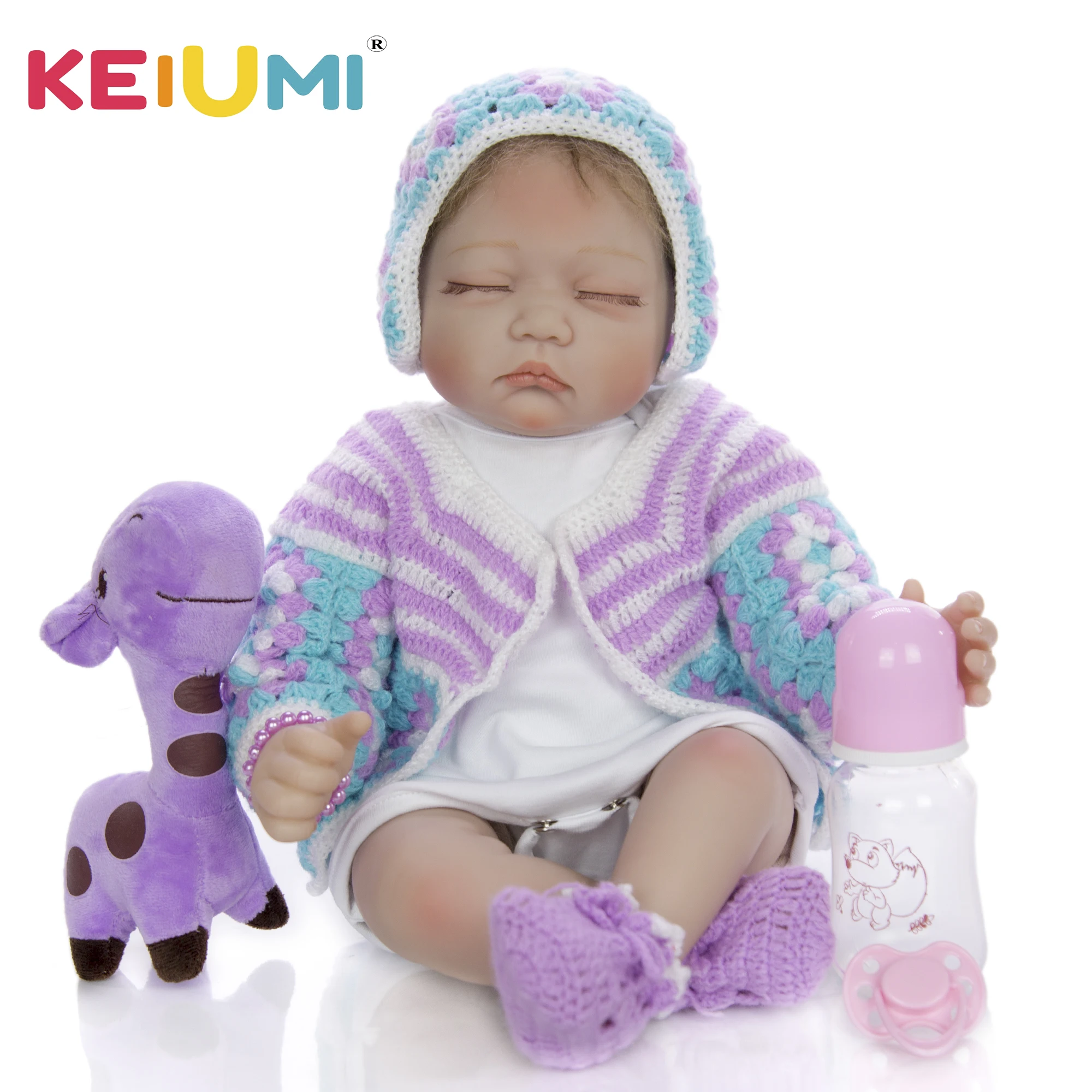

KEIUMI Newest Reborn Dolls Babies 22 Inch Lovely Sleeping Girl Doll Toy 55 cm Cloth Body For Children Xmas Bedtime Playmate Gift
