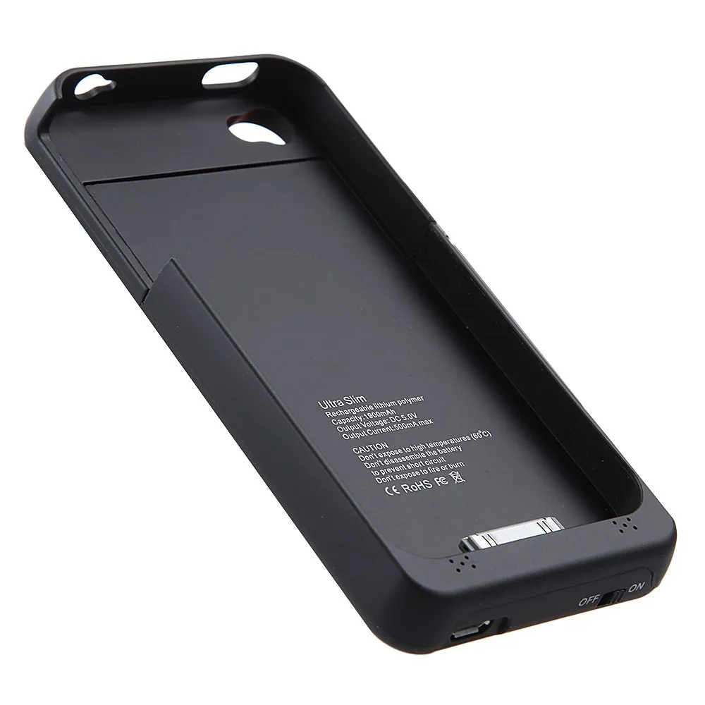For iPhone 4s 4 1900mAh External Battery Charger Case Backup Charger