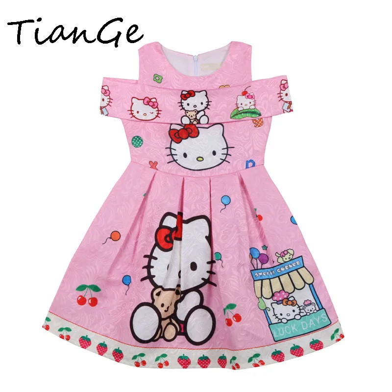 MULTICOLOR New Hello Kitty Dress Incense Shoulder Sleeveless Baby Girl