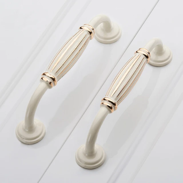 Luxury gold paint cupboard door European ivory handle Zinc alloy