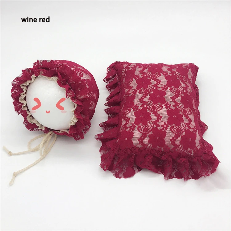 Foto do Bebê Adereços Acessórios Bebe Menina Rendas Chapéu Posando Travesseiro 2 Pçs Conjunto Recém-nascido Infantil Fotos Roupas Beanie 14 recém-nascido infantil fotos roupas rendas travesseiro beanie