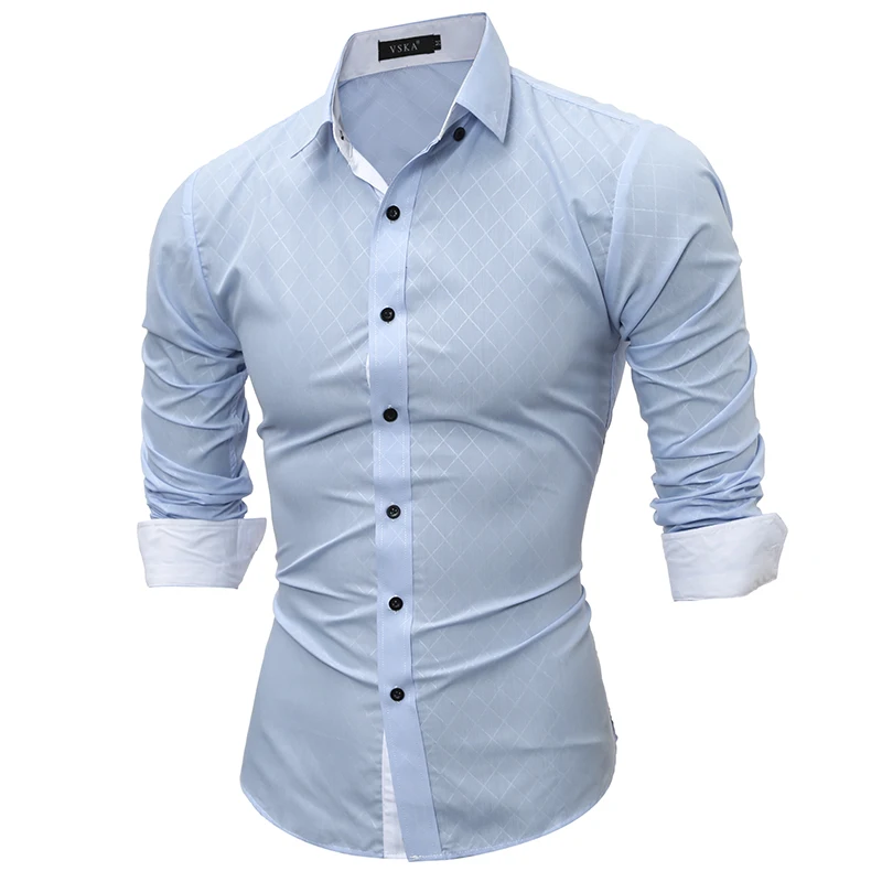 Мужская Облегающая рубашка camisa masculina YJ летняя с длинным рукавом 2019|fit shirt|men slim fit
