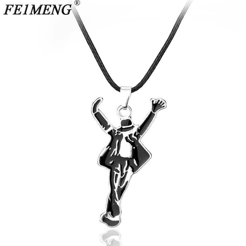 

Classic Pop Star Singer MJ Necklace Dancing Michael Jackson Enamel Pendant Necklace For Fans Monumental Jewelry Accessories