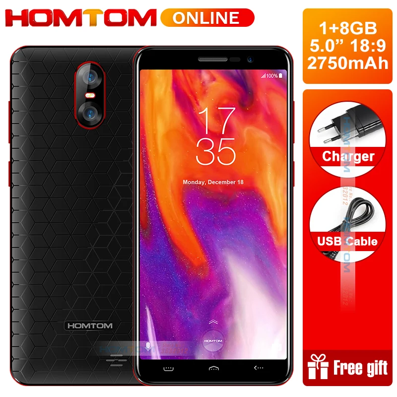 HOMTOM S12 5 0 дюймов 18:9 полноэкранный смартфон 2750 мАч 1 Гб + 8 MTK6580 четырехъядерный 8MP