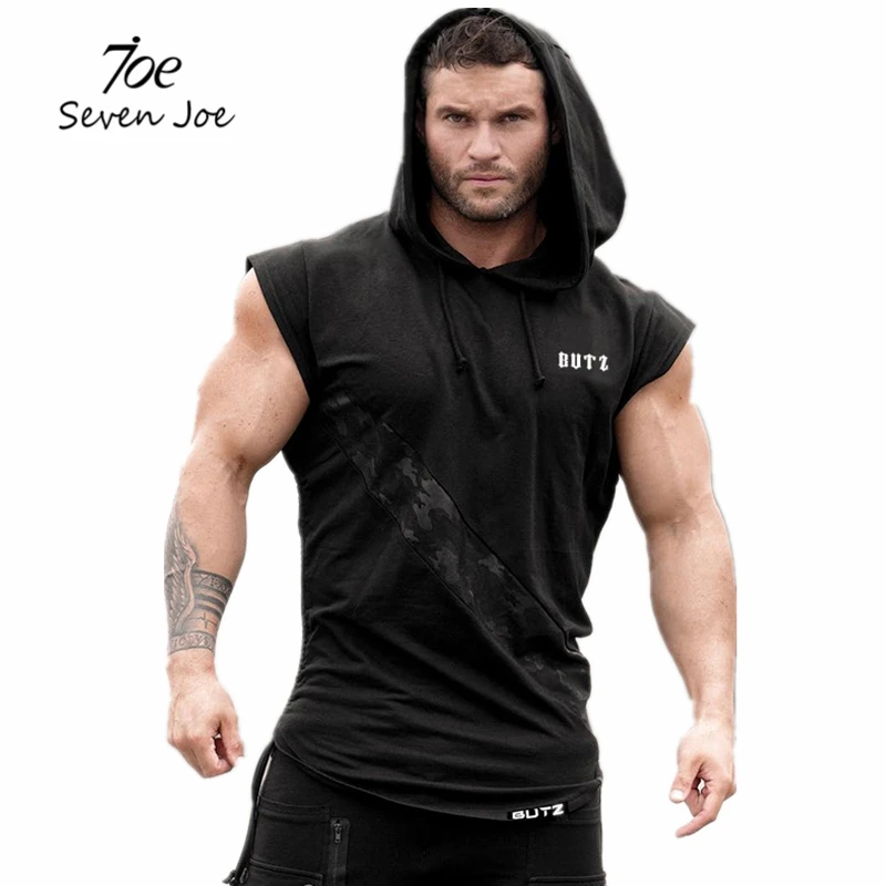 

Seven Joe Mens summer sleeveless Hoodies fitness fashion Casual jacket Hooded Sweatshirts Bodybuilding Brand sportswear vest