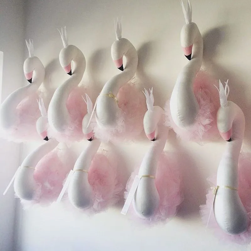

2019 new hot Explosion Models Swan Decorative Wall Decoration Doll Animal Head Cute Children's Room Ornaments