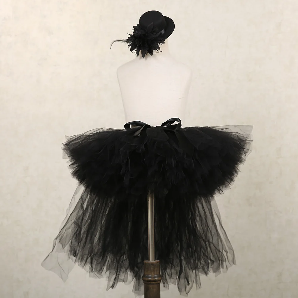 Black Puffy Skirts for Girls Unicorn Tutu Birthday Party Skirt Knee Length Elastic Nylon Tulle Girls Skirts Princess Tutu Skirt (2)
