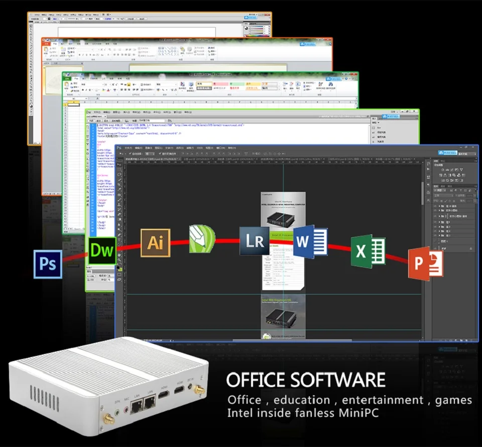 Причастником B5 безвентиляторный настольный компьютер Mini Pc N3150 с двумя Lan двойной HDMI Бесплатный Wi-Fi