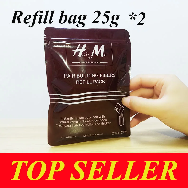 

25g*2 refill bag Hair Growth Fiber hair loss fibers Cotton Hair Fiber best supplier fiber 9 color for choose