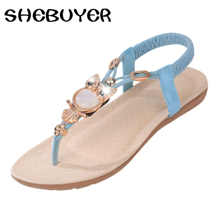 flat gladiator sandals with rhinestones