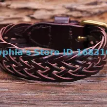 G122 холодный коричневый классический плетеный кожаный браслет манжета людей