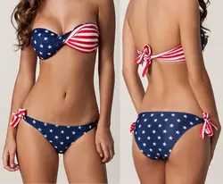 Американский флаг комплект бикини летние женские секс купальники леди купальный пляжная Женская мода купальник