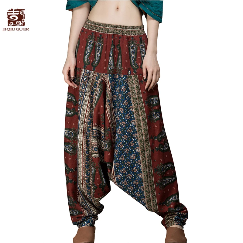 Jiqiuguer Originale Design Elastico In Vita Harem Pantaloni Donna Stampa  Cotone Lino Larghi Bloomers Pantaloni Lunghi Indiani G151K001|bloomers  pants|designer pantspants design - AliExpress