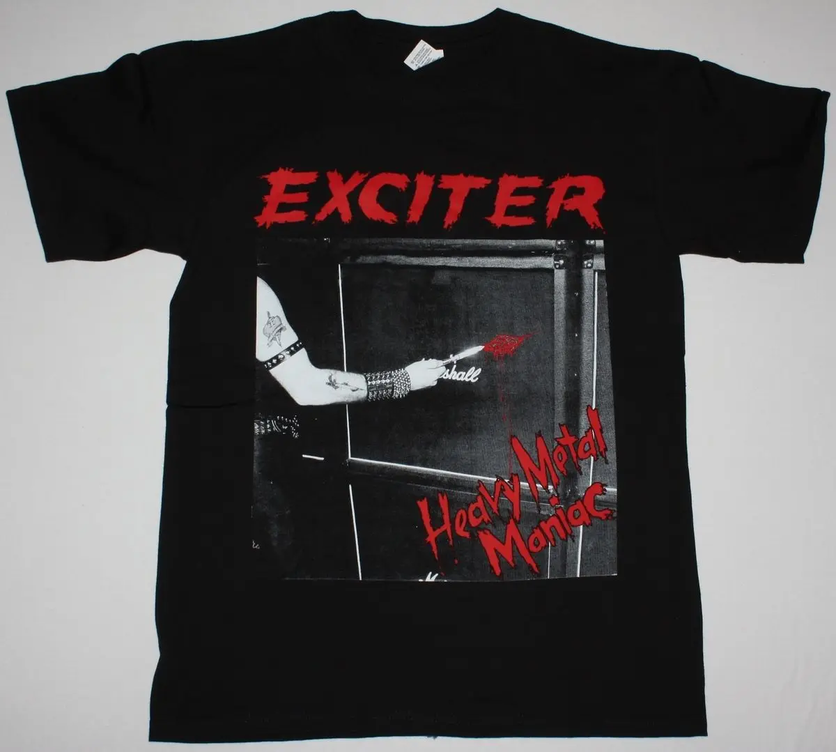 EXCITER HEAVY METAL MANIAC ANVIL ANTHRAX SPEED THRASH NEW BLACK T SHIRT