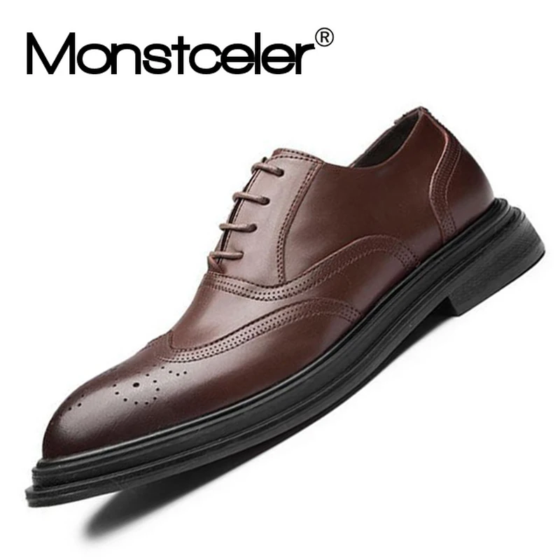 Новые мужские деловые модельные туфли винтажные мужские классические дизайнерские свадебные туфли с перфорацией типа «броги» на низком каблуке с острым носком
