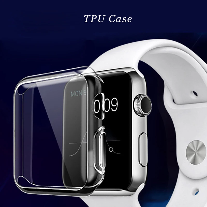

TPU Abrasion-resistant Protector Case Cover Skin Shell for Apple Watch Series 2 3 Anti-scratch Clear Cover for iWatch 38mm 42mm
