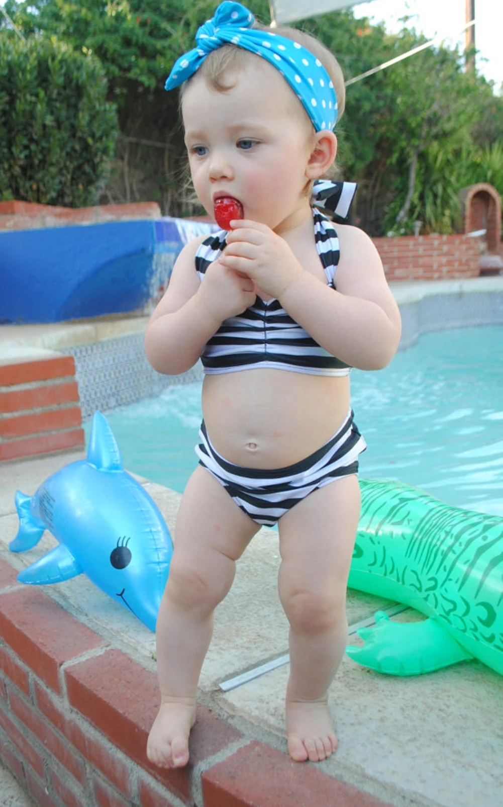 Брендовый полосатый купальник для новорожденных девочек, купальный костюм, пляжная одежда, бикини, цельные бандажные купальные костюмы Thong