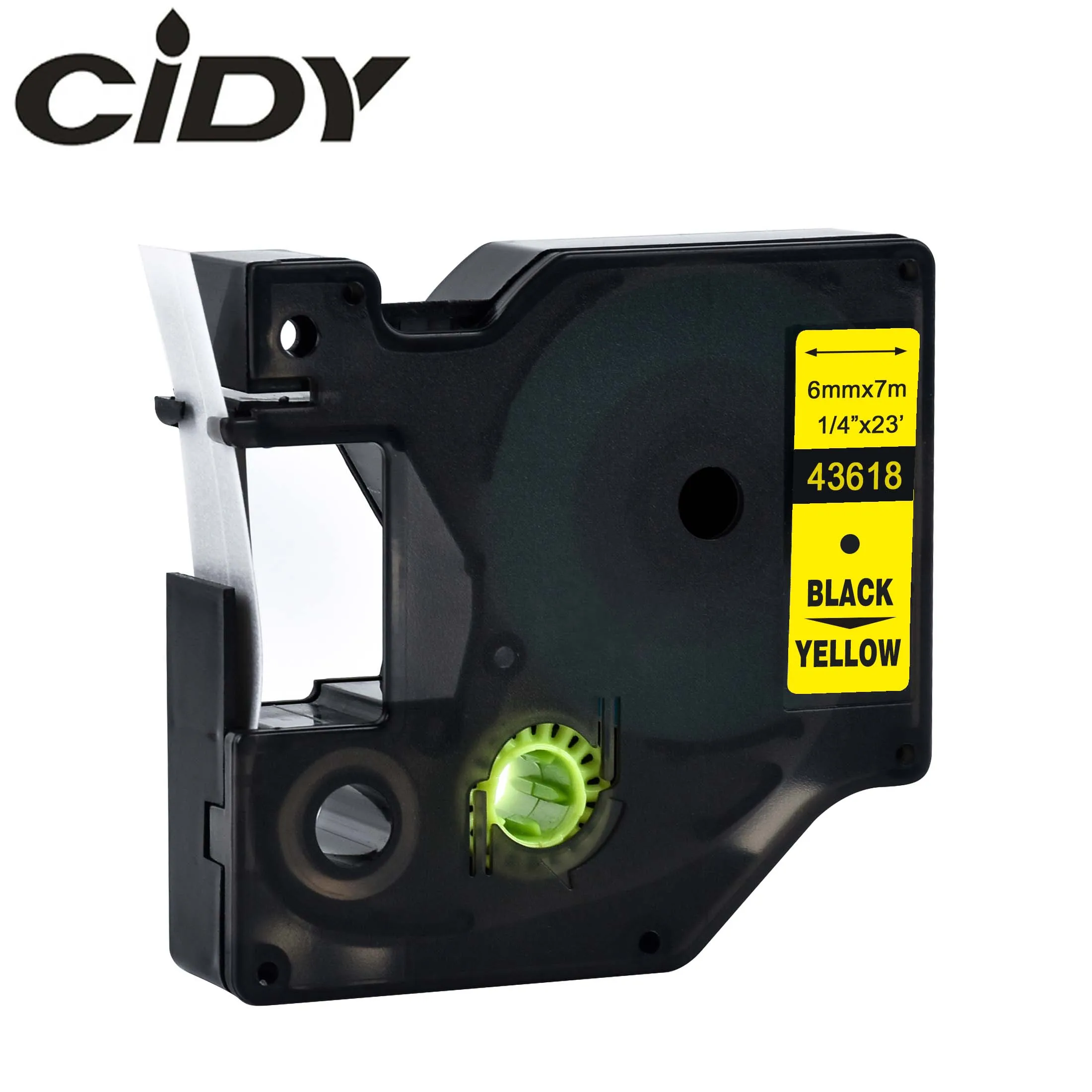 Этикетка CIDY 1 шт. совместимый с dymo D1 6 мм лента для маркировки 43613 43610 43618 черного цвета на белом ленты с лейблом для маркировочный принтер Dymo 160 280 210 - Цвет: black on yellow