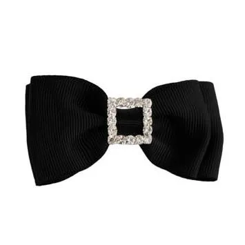 Diamante Double Bow Black