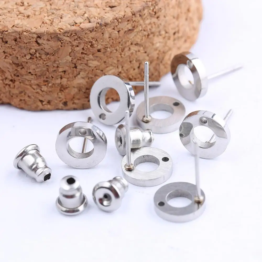 

onwear 20pcs Stainless steel earring connector findings diy post stud earrings accessories for jewelry making