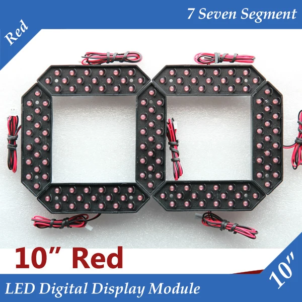 

10pcs/lot 10" Red Color Outdoor 7 Seven Segment LED Digital Number Module for Gas Price LED Display module