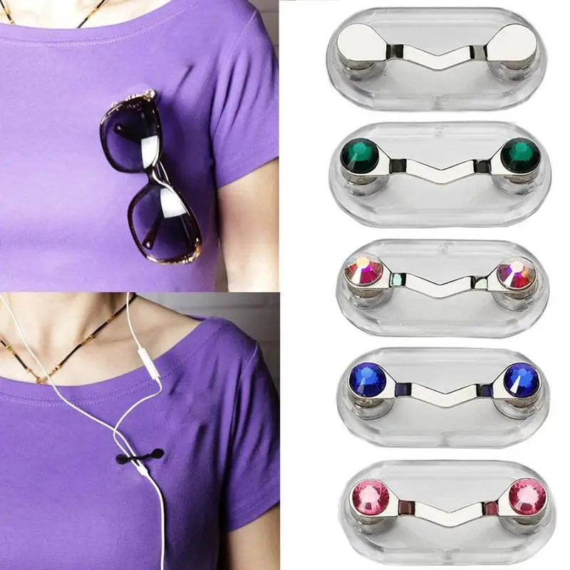 

Stainless Steel Magnetic Glasses Holder Sunglasses Clip Hang Magnet Hook Shirt Universal Earphone Key Eyeglass Holder Brooch