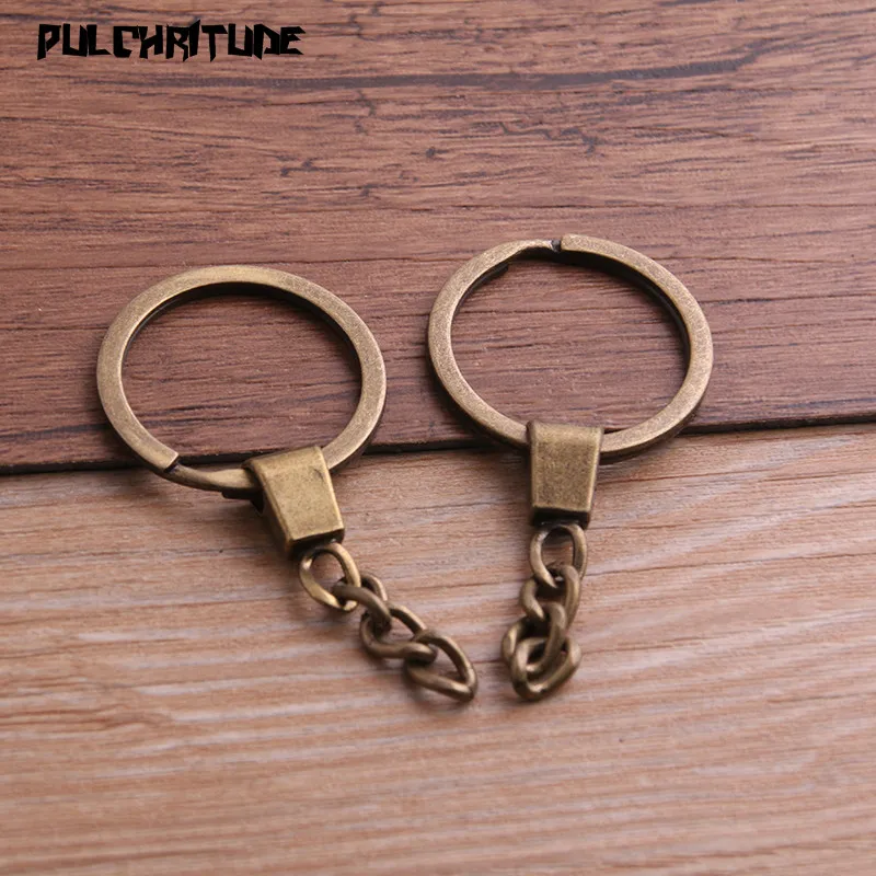 Key Ring Key Chain Rhodium And Bronze Plated 50mm Long Round Split 10pcs
