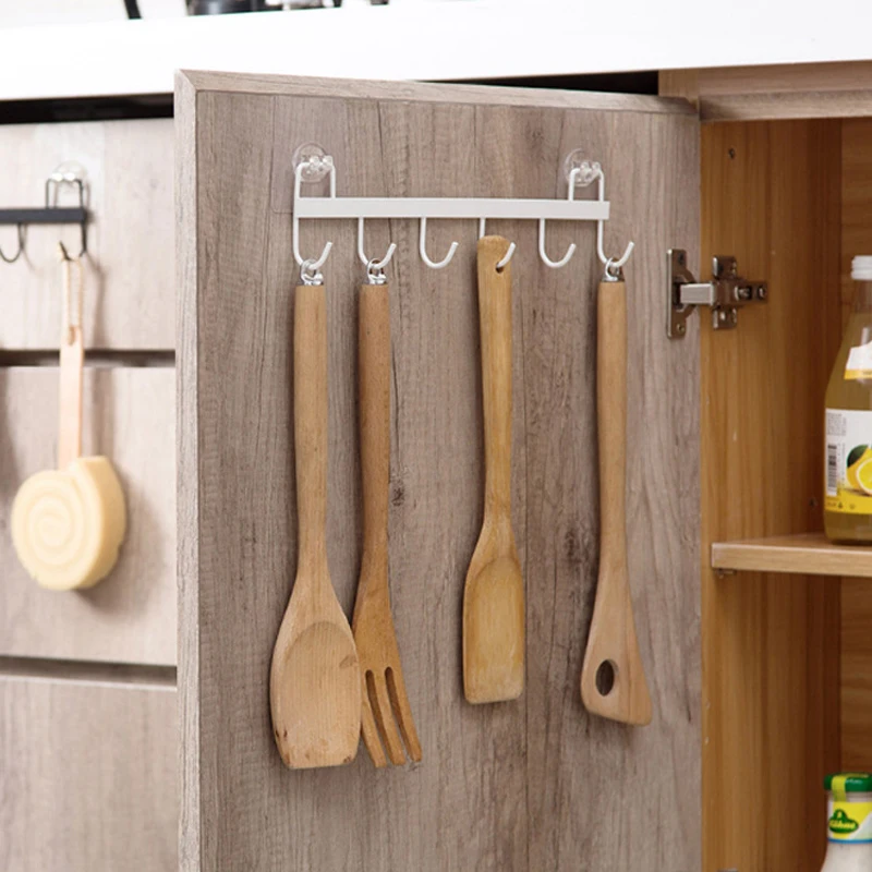 

Kitchen Rail Rack Wall Mounted Utensil Hanging Rack Iron Hanger Hooks for Kitchen Tools Pot Towel
