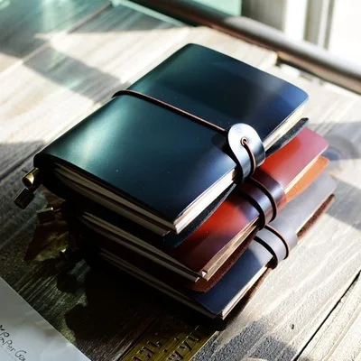 

Genuine Leather notebook retro kraft paper notepad small portable diary book account book customization