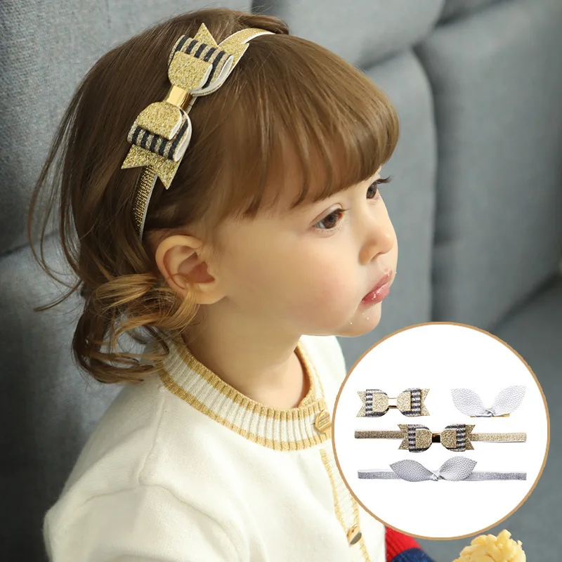 1PCS New Black Gold Stripe Baby Hairbands Children Headbands Elastic