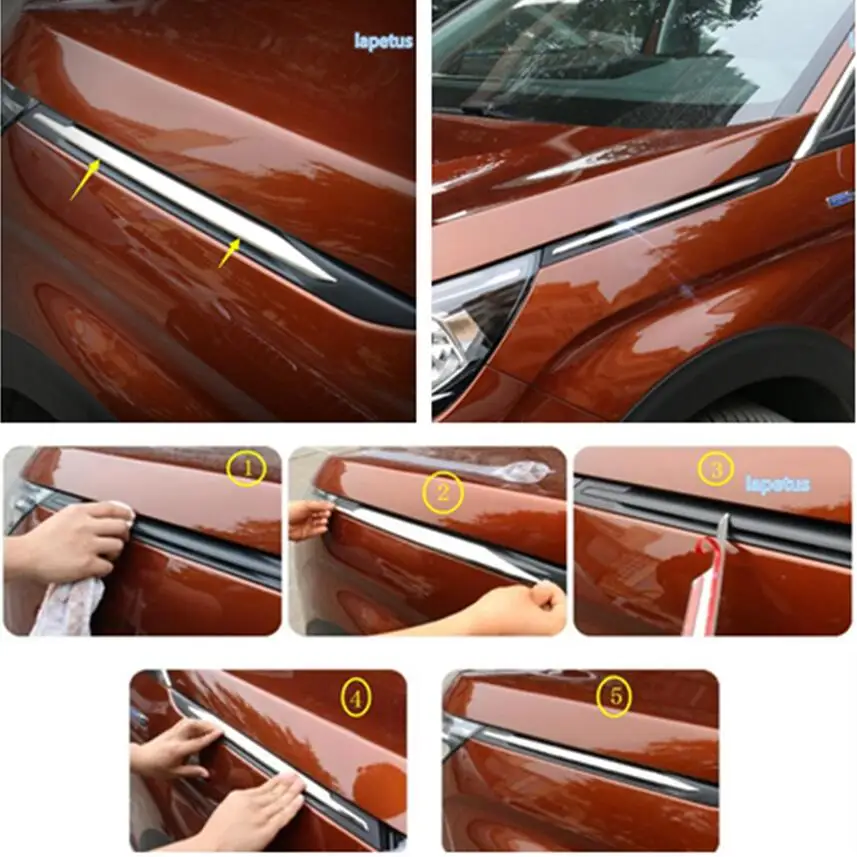 

Lapetus Car Side Engine Hood Body Leaf Guard Strip Decoration Cover Trim Stainless Steel Fit For Peugeot 3008 3008GT 2017 2018