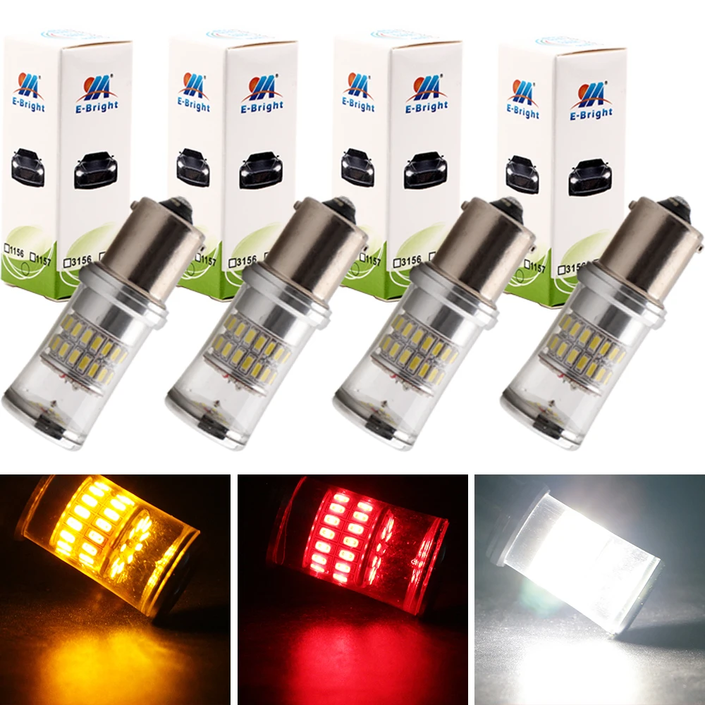 4 шт. S25 1156 BA15S 3014 48 SMD P21W автоматический сигнал красный белый желтый микс база 12 В лампы постоянного тока поворотные задние фонари светодиоды 720 люмен