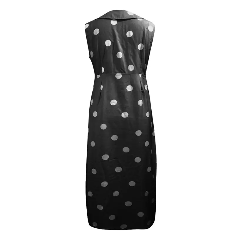 New Women Summer Fashion Elegant Casual Dot Print Boho Dress Turn-down V-neck Dress Button Pocket Bohemian Dress #4A25 (18)