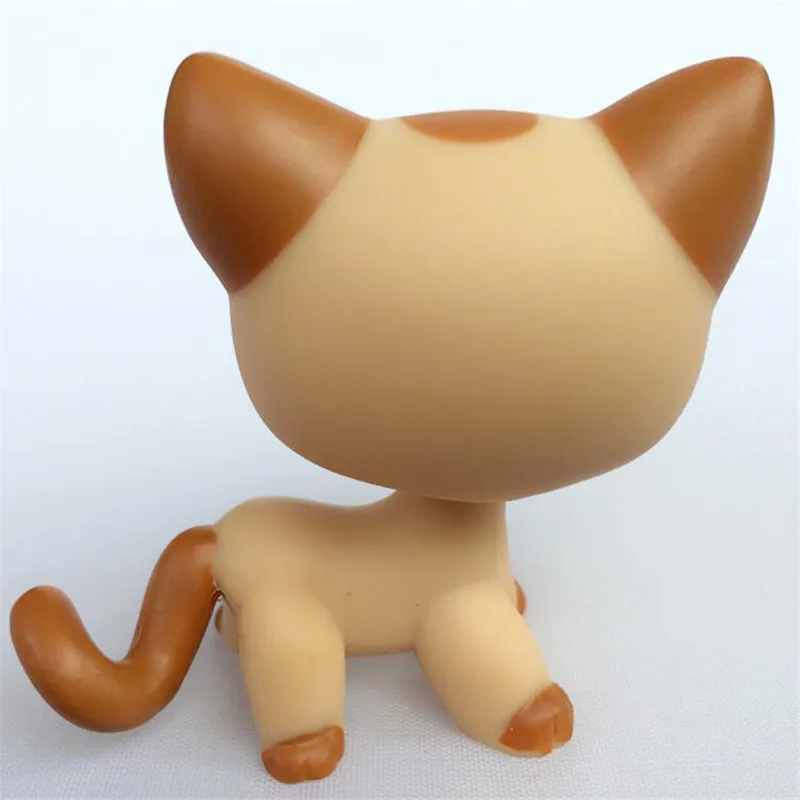 Real Pet Shop Lps Toys #2291 Short Hair Cat With Accessories Sparkle Eyes Pink rare White Kitty Figure For kids gift