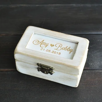 

Personalized White Wood Ring Box Rustic Wedding Ring Bearer Pillow Wedding Ring Holder Bridesmaid Gift Box