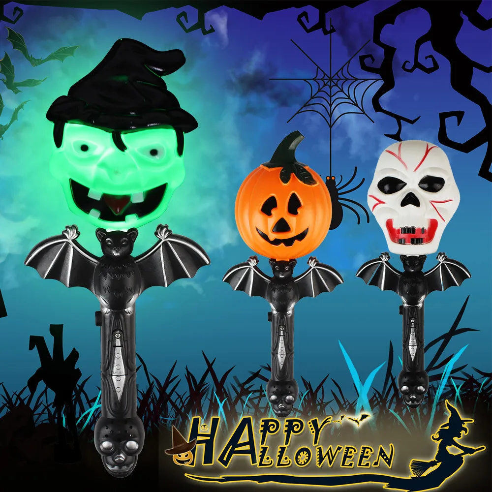 

Halloween Creative DIY Decorations Pumpkin Bat Skull Flashing Magic Wand LED Light Up Glow Wand Glow Stick Halloween Supplies G2